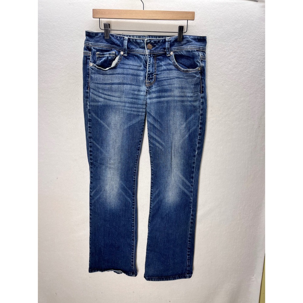 American Eagle Original Boot Jeans Women 10 Long Blue Stretch Bootcut 3437